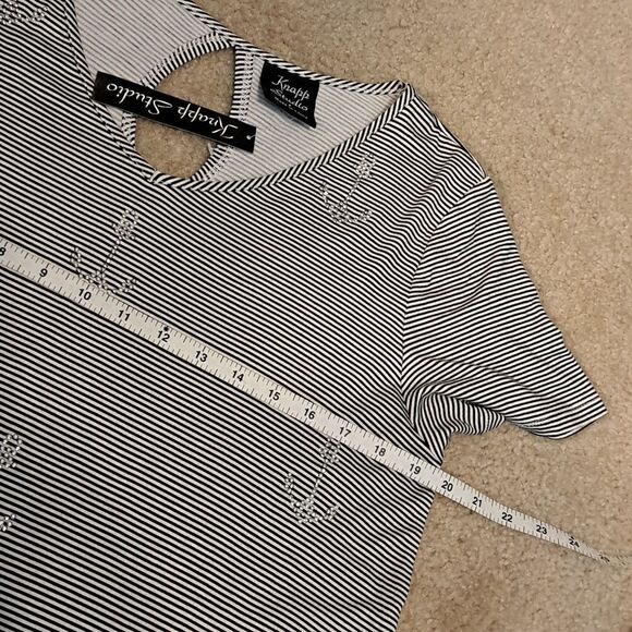 Knapp Studio NEW Top Black White Mini Stripe Beads Anchors Sailing Boating Large - Picture 10 of 12